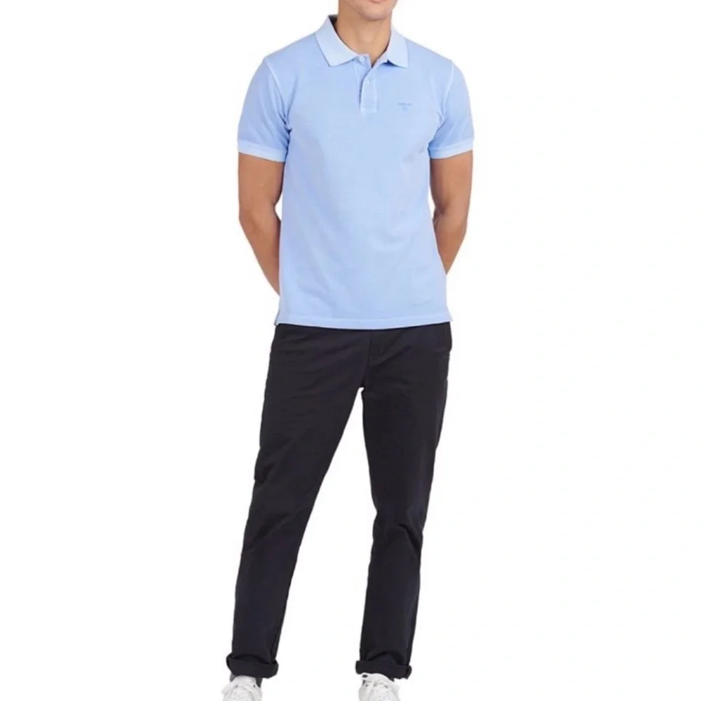 Barbour Washed Sports Polo Shirt Light Blue‎ Men’s Size Large
